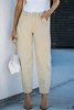 Khaki Solid High Waist Casual Pants