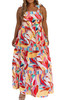 Multicolor Bohemian Abstract Print Tie Straps Maxi Dress