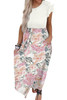 White Floral Patchwork Ribbed Maxi Dress with Pockets