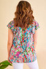 Multicolor Abstract Print Tiered Ruffled V Neck Blouse