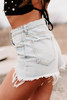 Sky Blue Distressed Raw Hem High Waist Denim Shorts