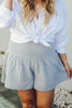 Gray Smocked High Waist Plus Crinkle Shorts