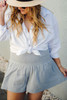 Gray Smocked High Waist Plus Crinkle Shorts