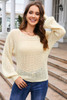 Apricot Sheer Openwork Knit Sweater