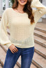 Apricot Sheer Openwork Knit Sweater