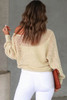 Apricot Sheer Openwork Knit Sweater