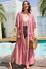 Pink Bohemian Tie Dye Oversize Long Kimono Pink Bohemian Tie Dye Oversize Long Kimono