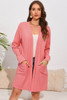 Pink Open Front Pocketed Knit Cardigan