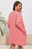 Pink Open Front Pocketed Knit Cardigan