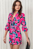 Rose Deep V Neck Long Sleeve Floral Romper