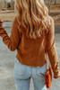 Brown Textured Round Neck Long Sleeve Top