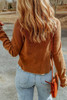 Brown Textured Round Neck Long Sleeve Top