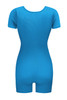 Sky Blue Ribbed Square Neck Short Sleeve Athleisure Romper