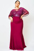 Red Sequin Mesh Open Back Plus Size Maxi Dress