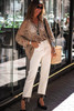 Khaki Hollowed Knit V Neck Dolman Sleeve Sweater
