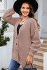 Khaki Buttoned Front Drop Shoulder Knitted Cardigan