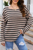 Striped Print Dropped Shoulder Loose Sleeve Sweater