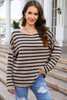 Striped Print Dropped Shoulder Loose Sleeve Sweater
