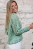 Green Sheer Knitted Pointelle Sweater Green Sheer Knitted Pointelle Sweater