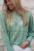 Green Sheer Knitted Pointelle Sweater Green Sheer Knitted Pointelle Sweater