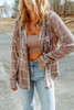 Purple Plaid Contrast Hooded Drawstring Shacket