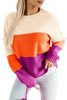 Multicolor Color Block Drop Shoulder Round Neck Knit Sweater