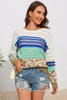 Multicolor Leopard Striped Mix Pattern Knit Crochet Sweater