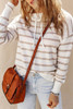 Cowl Neck Striped Print Drop Shoulder Sweater