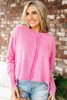 Rose Exposed Seamed High Low Raw Edge Sweatshirt