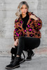 Leopard Zip Up Stand Collar Sherpa Teddy Jacket