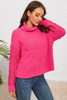 Pink Ribbed Turtleneck Fuzzy Sleeve Knit Sweater