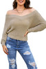 Apricot Cropped V Neck Fuzzy Sweater