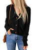 Black Front Pockets Buttons Textured Cardigan