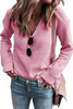 Pink Ribbed Knit V Neck Sweater