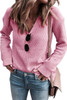Pink Ribbed Knit V Neck Sweater