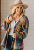 Multicolor Brushed Checked Western Buttoned Jacket Multicolor Brushed Checked Western Buttoned Jacket
