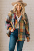 Multicolor Brushed Checked Western Buttoned Jacket Multicolor Brushed Checked Western Buttoned Jacket