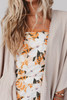 Apricot Lace Trim Ribbed Oversize Kimono