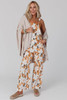 Apricot Lace Trim Ribbed Oversize Kimono