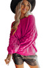 Rose Hollowed Bubble Sleeve Knit Sweater