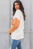 Orange Long Sleeve Colorblock Chest Pocket Textured Knit Top