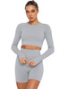 Gray Long Sleeve Seamless Crop Smoke