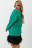 Green Plus Size Drop Shoulder V Neck Sweater