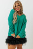 Green Plus Size Drop Shoulder V Neck Sweater