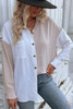 Apricot Color Block Long Sleeve Crinkle Shirt