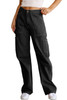 Black High Waist Straight Leg Cargo Pants with Pockets