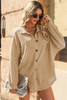 Khaki Waffle Knit Button Up Casual Shirt
