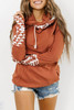 Brown Aztec Print Patchwork Thumb Hole Hoodie