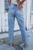 Sky Blue Open Knee Cutout Straight Leg Jeans