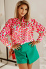 Red Abstract Print Long Sleeve Buttoned Shirt